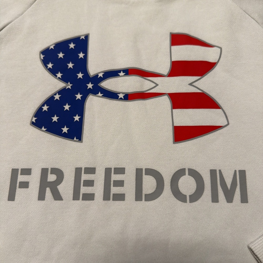 Under Armour Men's UA American Flag Freedom Hoodie Size Large Loose White - Picture 2 of 5